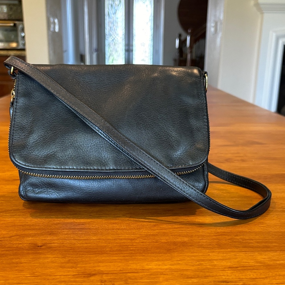 MARGOT New York Black Leather Shoulder Bag Gold Hardware Hidden Pocket Classic🖤